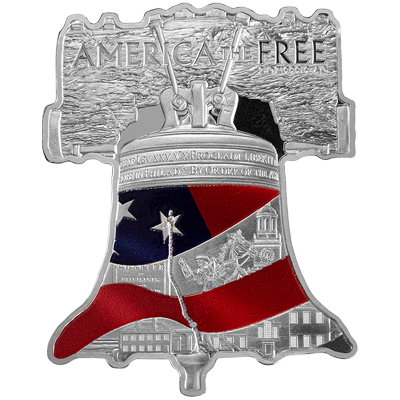 A picture of a Pièce en argent pur de 2 oz America The Free – Liberty Bell